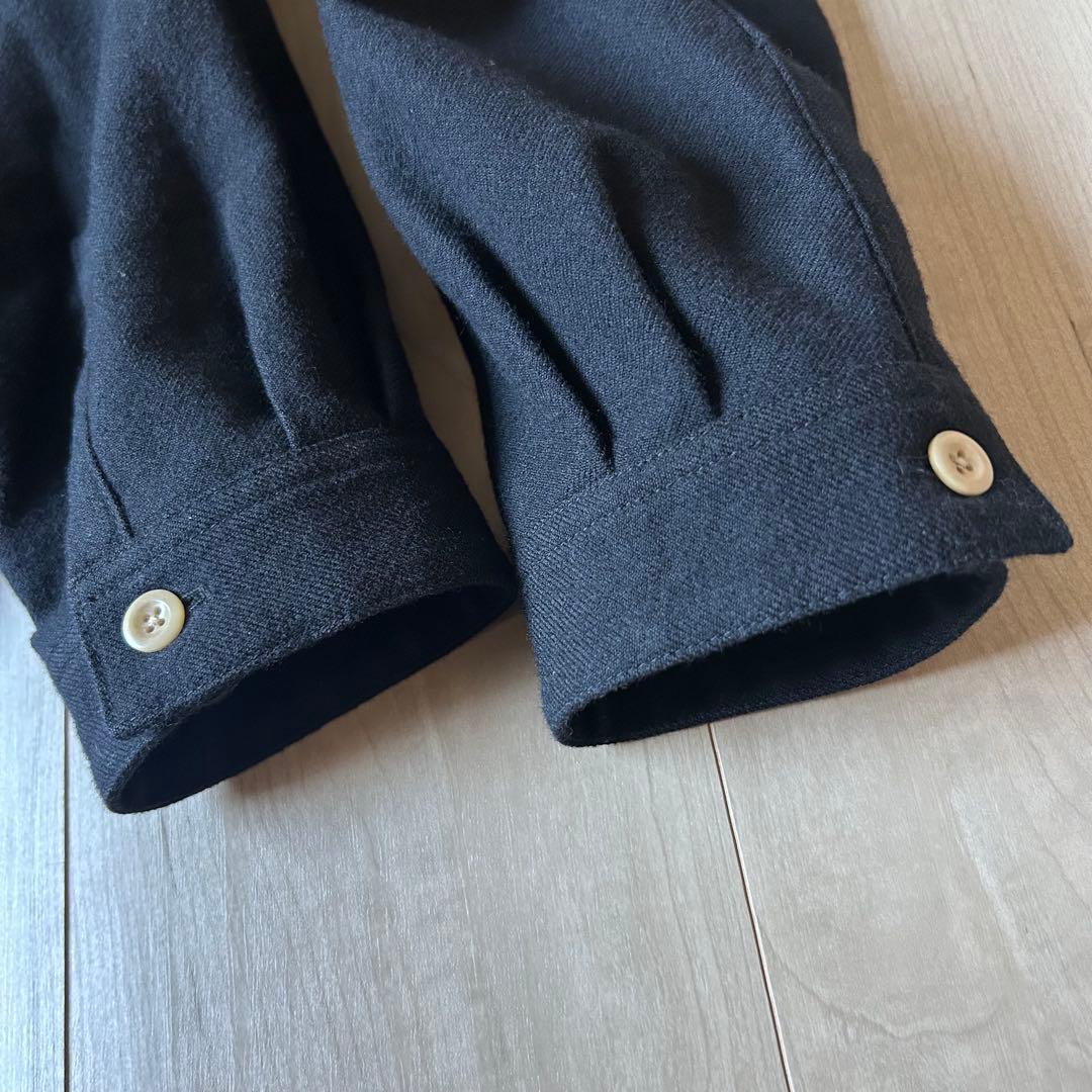 美品＊MHL. コットンウール 黒 バンドカラー ツイルワンピース 1
