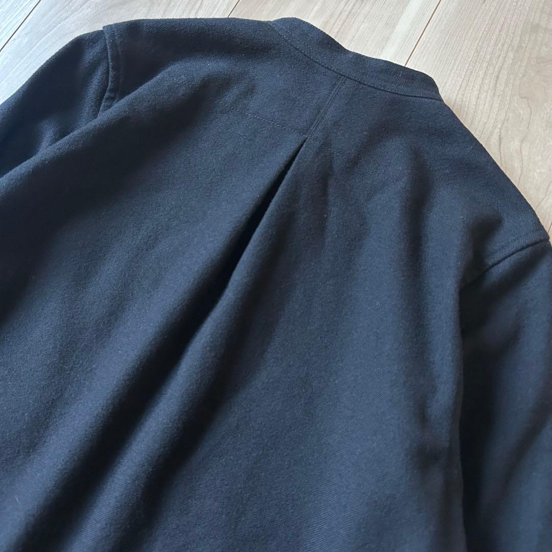 美品＊MHL. コットンウール 黒 バンドカラー ツイルワンピース 1