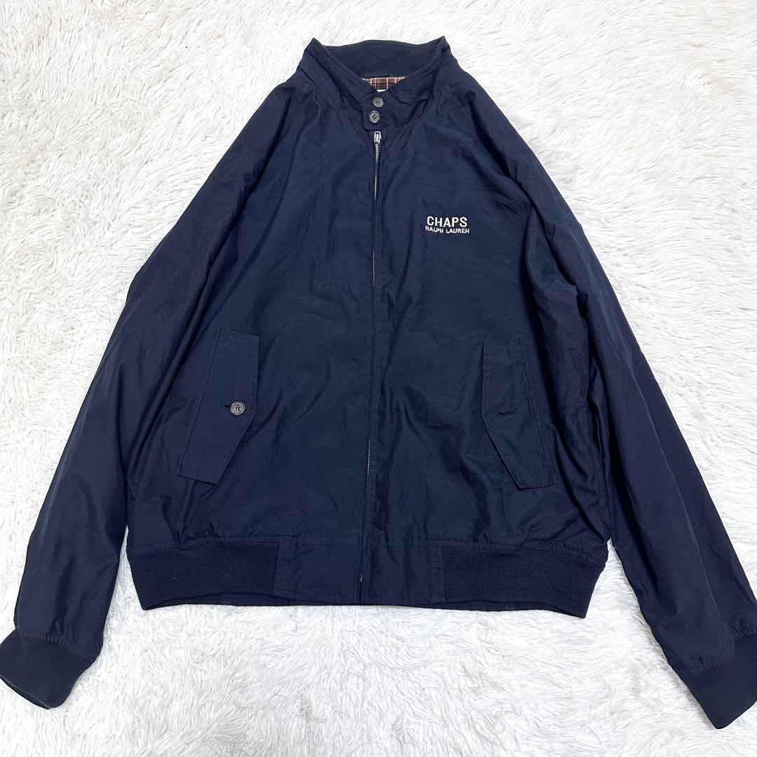 【裏地チェック柄×ハリントンジャケット】CHAPS ラルフローレン G9 濃紺