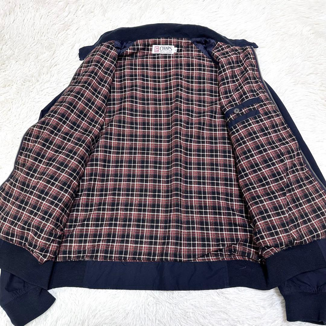 【裏地チェック柄×ハリントンジャケット】CHAPS ラルフローレン G9 濃紺