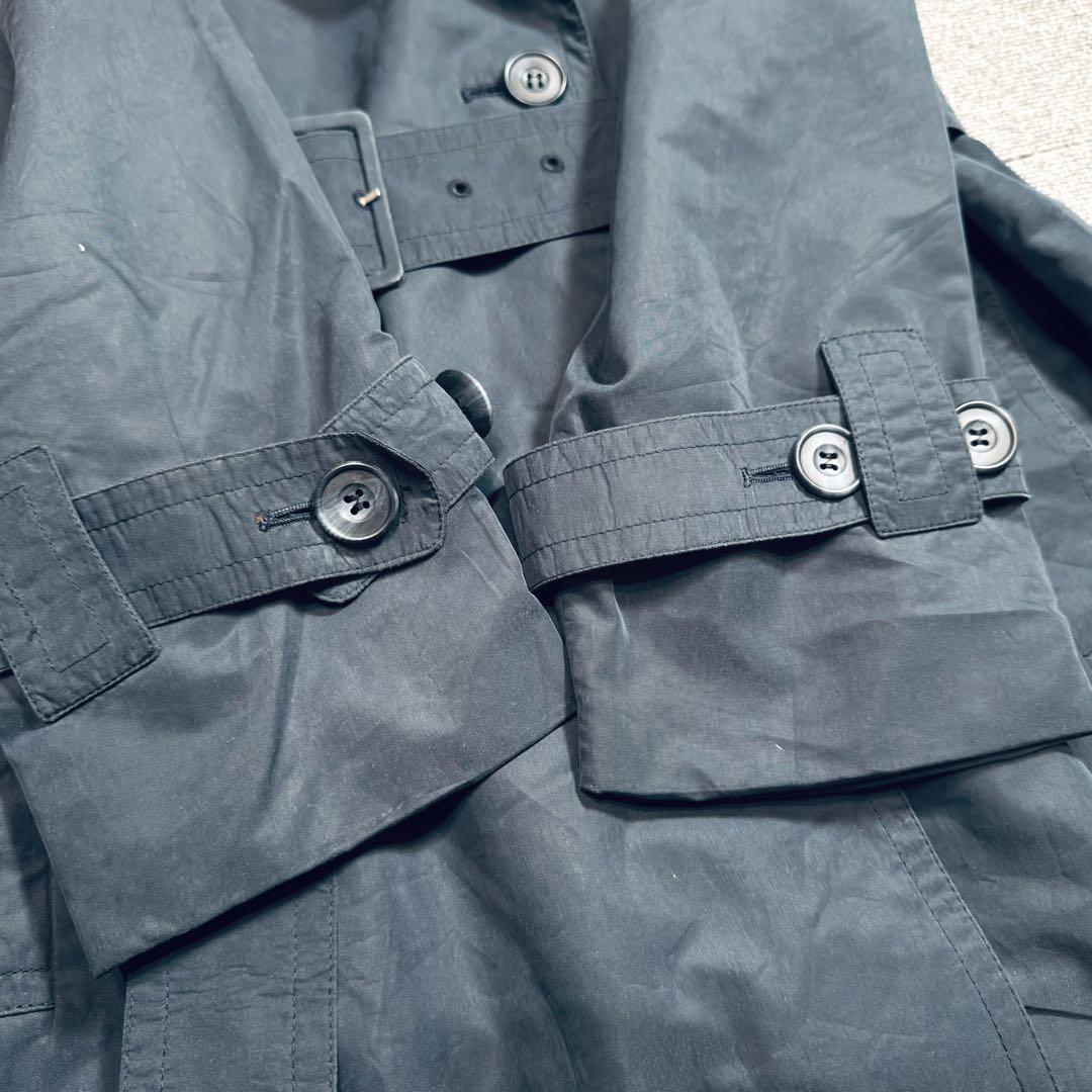 カナダ製 Aquascutum ダブル ロング トレンチコート ネイビー