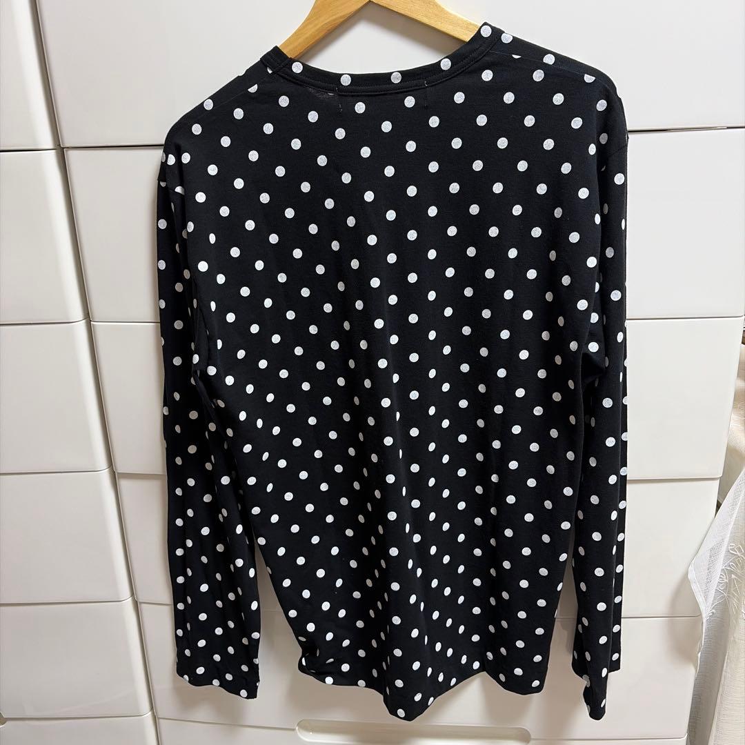 COMME des GARCONS 黒ポルカドット赤ハートロンT（Ｌサイズ）