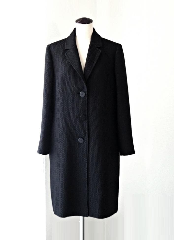 LEONARD レオナール 高級 シルクウール ロングコート 13 黒
