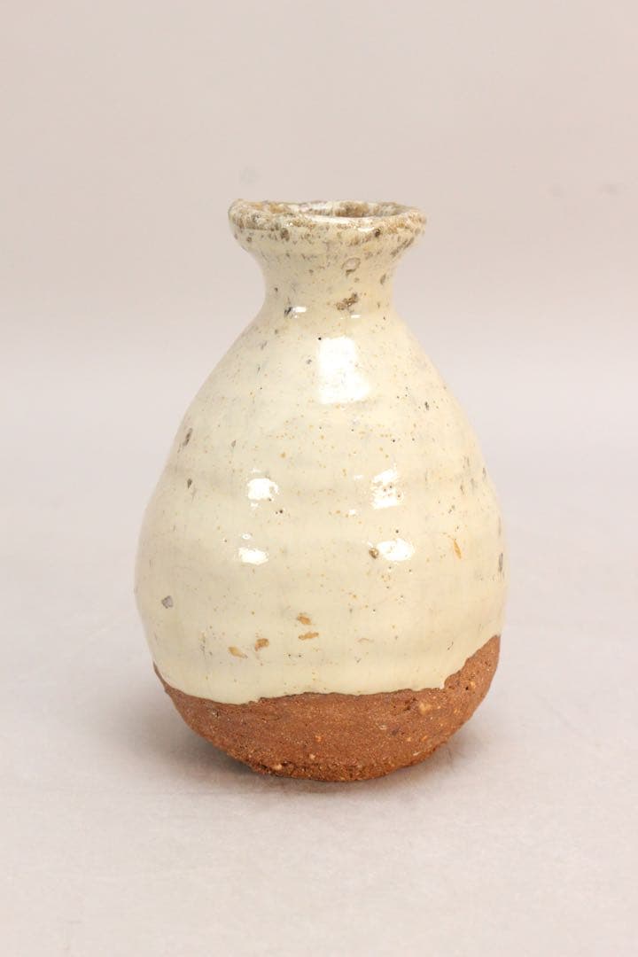 No5162 赤津窯　加藤唐三郎 造　灰釉花入　壷　栞付　共布/共箱　送料無料