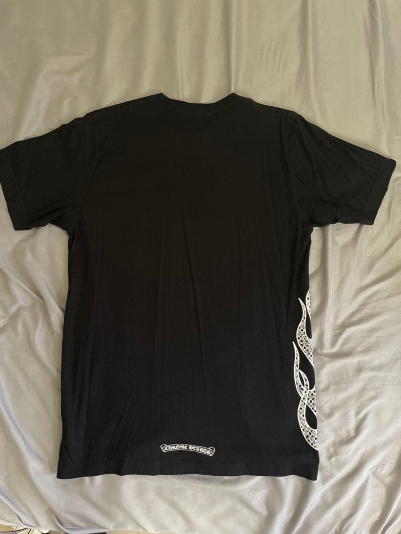CHROME HEARTS ブラックTシャツ　炎　ファイヤー　サイドデザインML