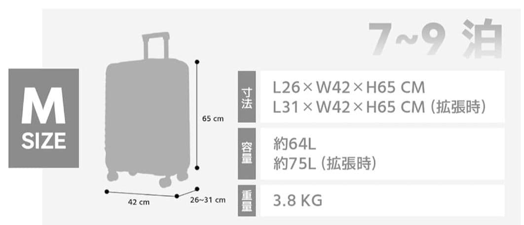 キャリーケース　スーツケース　bargiotti Mサイズ　ブラック
