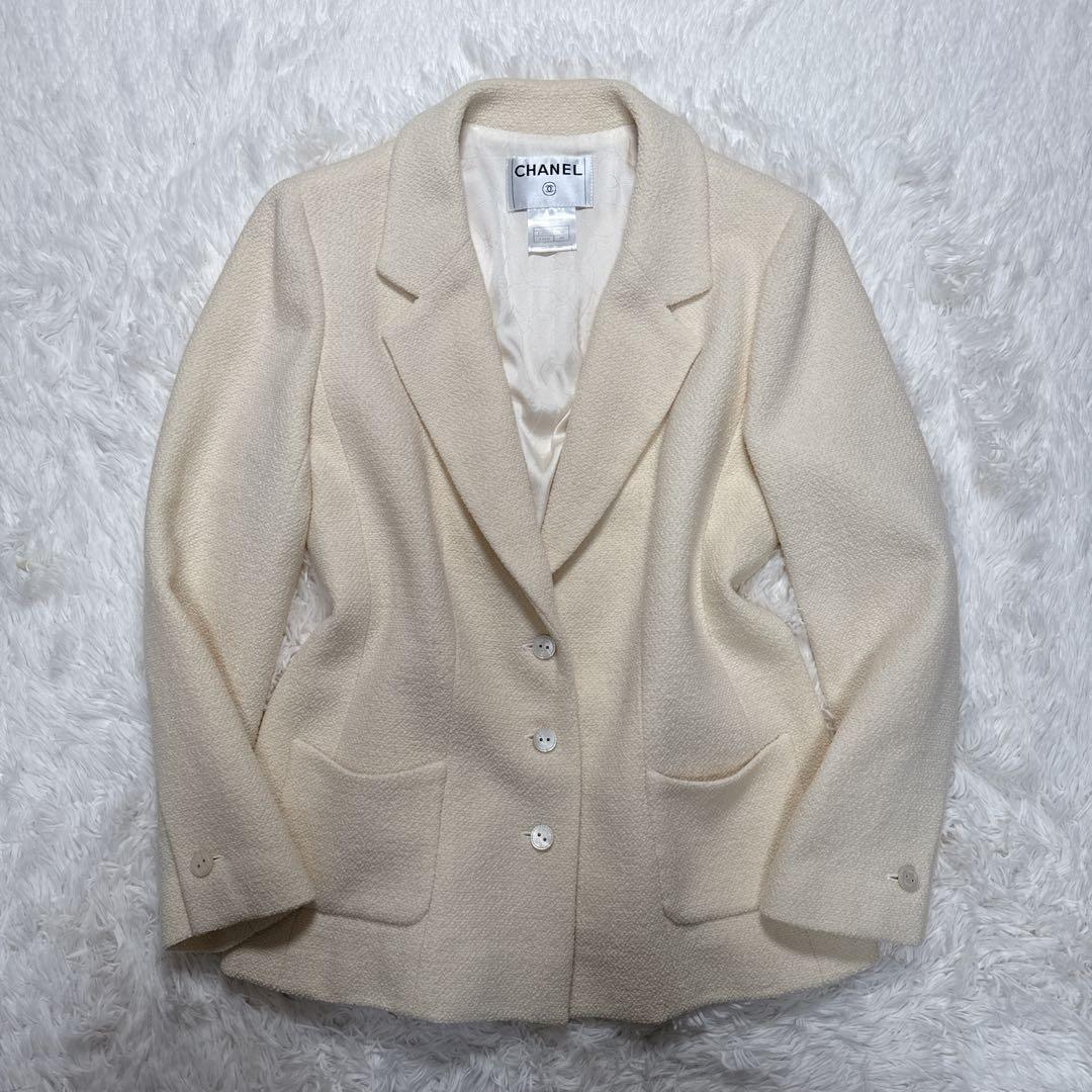 ご購入者様優先 CHANEL ツイード ジャケット アイボリー 44 P05A