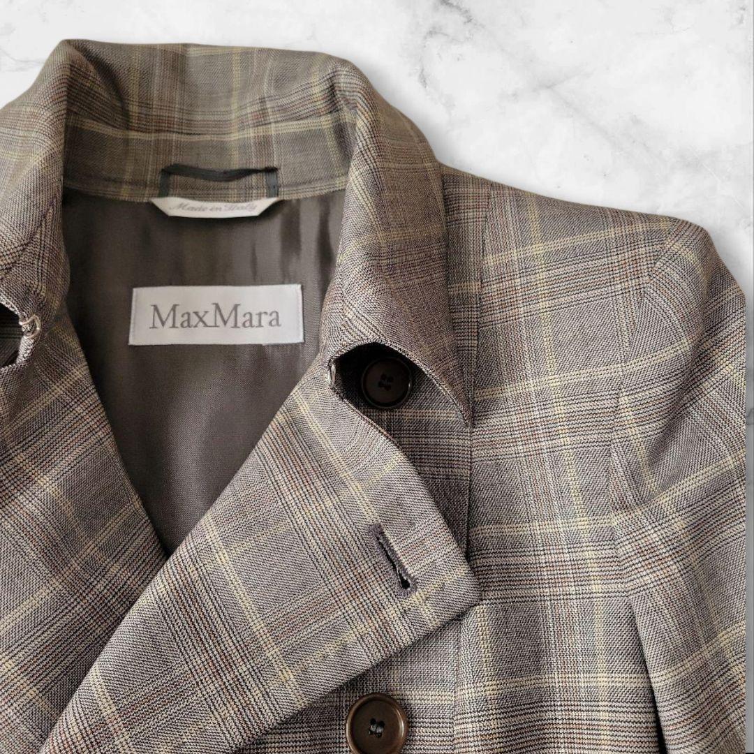 【美品】Max Mara　テーラードジャケット　チェック柄　高級　白タグ36