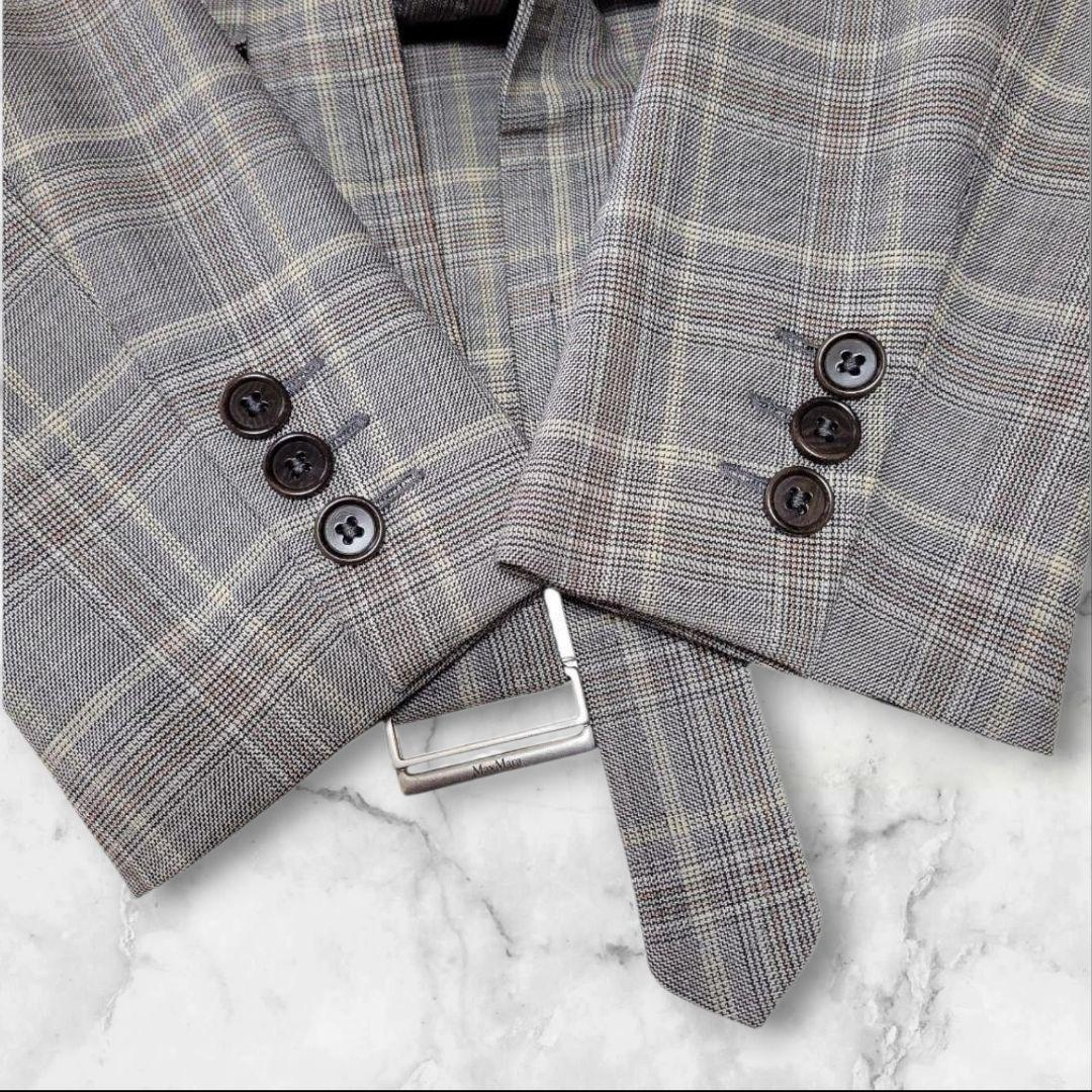 【美品】Max Mara　テーラードジャケット　チェック柄　高級　白タグ36