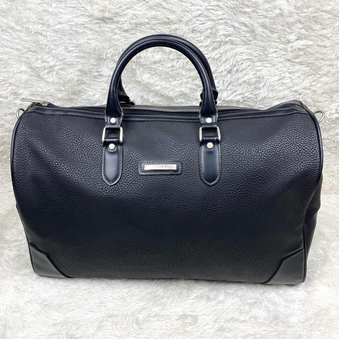 美品✨ピエールカルダン 2wayボストンバッグ シボ革　ブラック　オールレザー