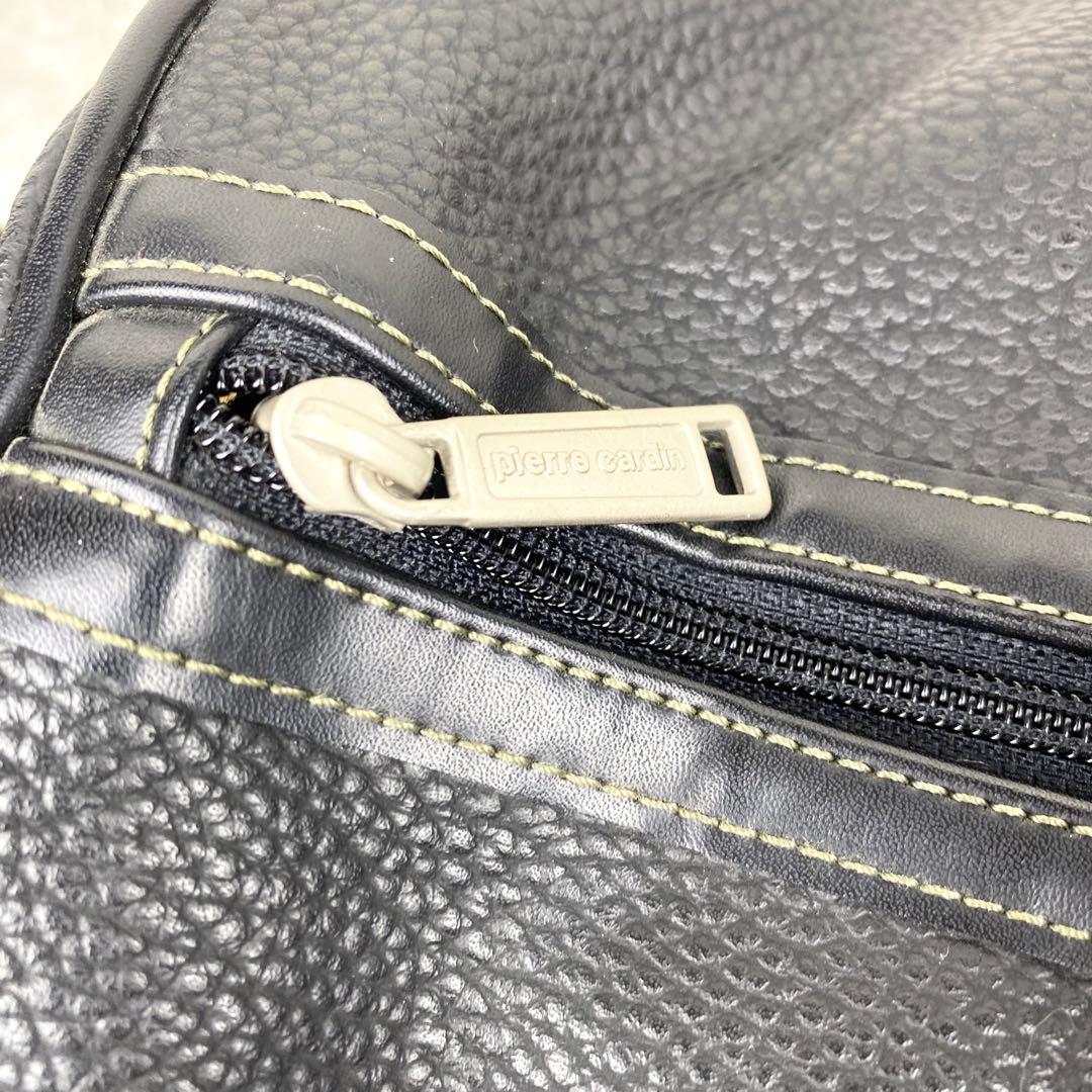 美品✨ピエールカルダン 2wayボストンバッグ シボ革　ブラック　オールレザー