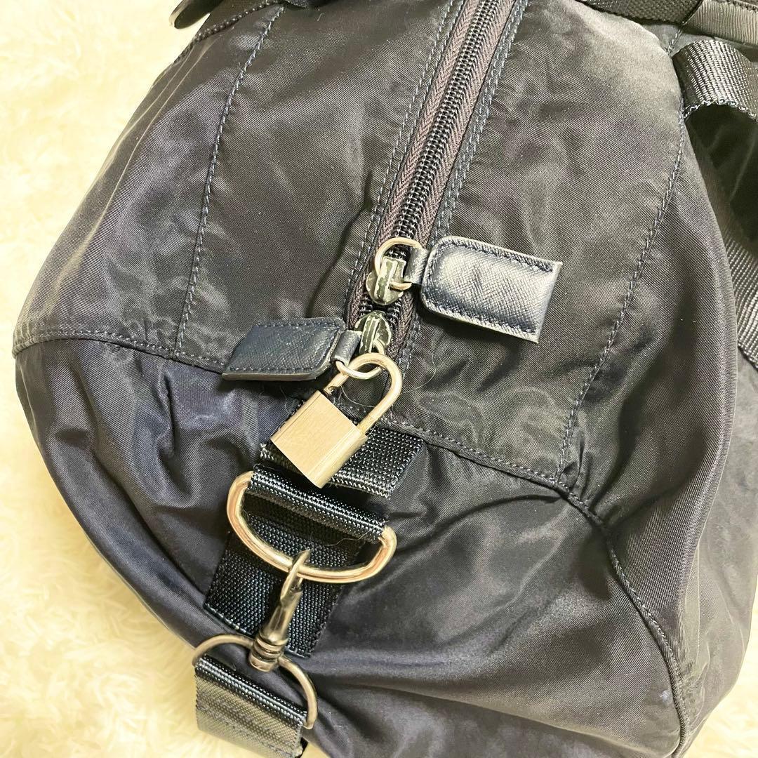 希少・美品　プラダ 三角ロゴ 金具 2way レザー ナイロン ボストンバッグ