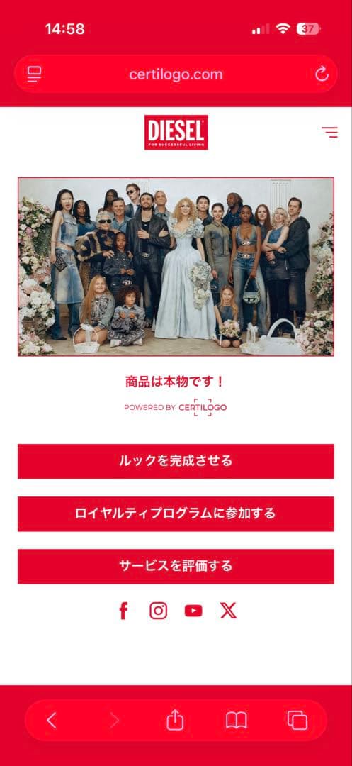 近年 DIESEL リバーシブル 中綿ジャケット オーバルD チェック デニム
