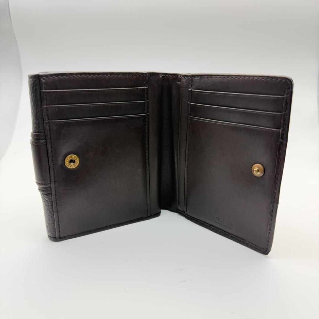 ◇クロエ　折財布　財布　ウォレット　Cチャーム　ブラウン