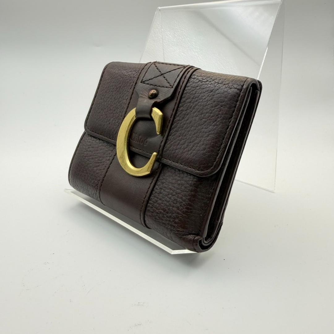 ◇クロエ　折財布　財布　ウォレット　Cチャーム　ブラウン