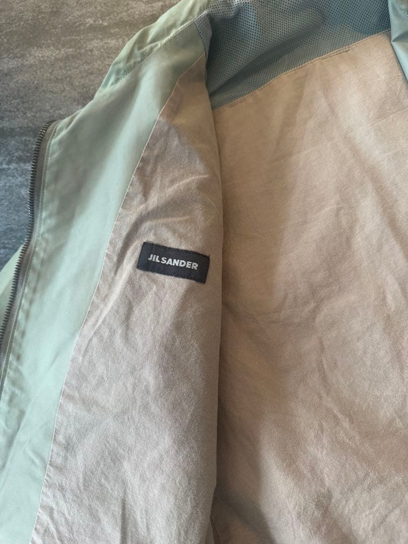 JIL SANDER グリーンナイロン ジャケット ririジップ　サイズ46