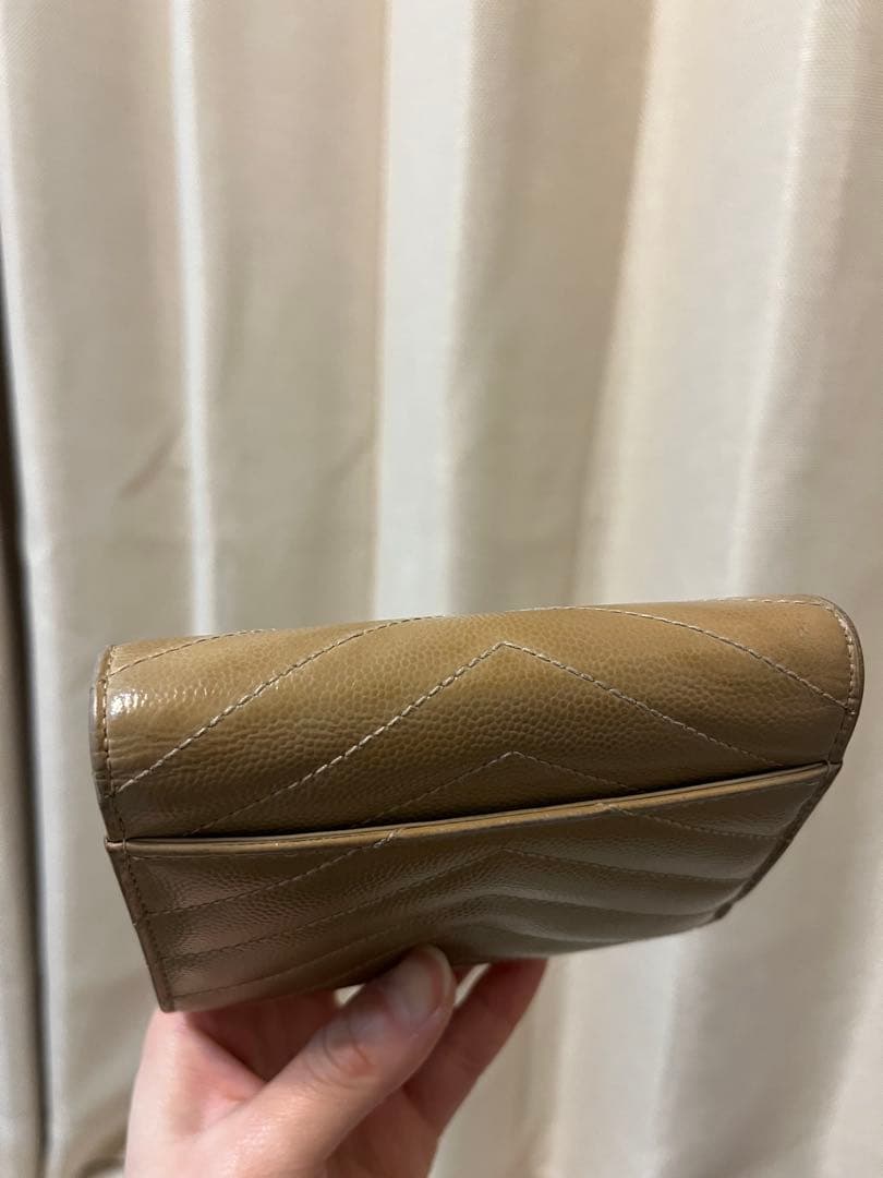 YSL ベージュ キルティング 三つ折り財布