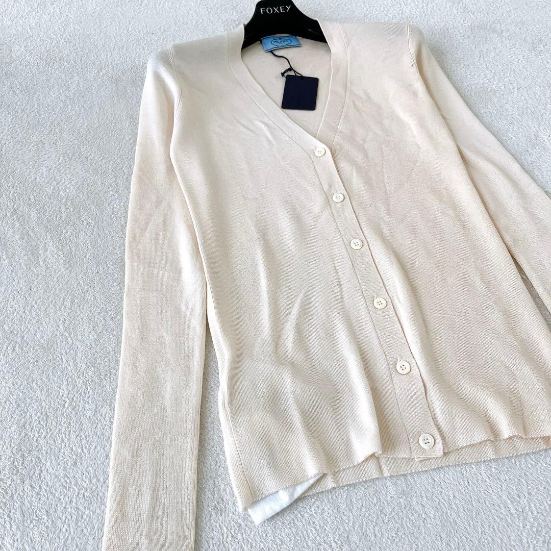 新品タグ付★PRADA★現行 カシミヤシルク カーディガン オレンジベージュ38