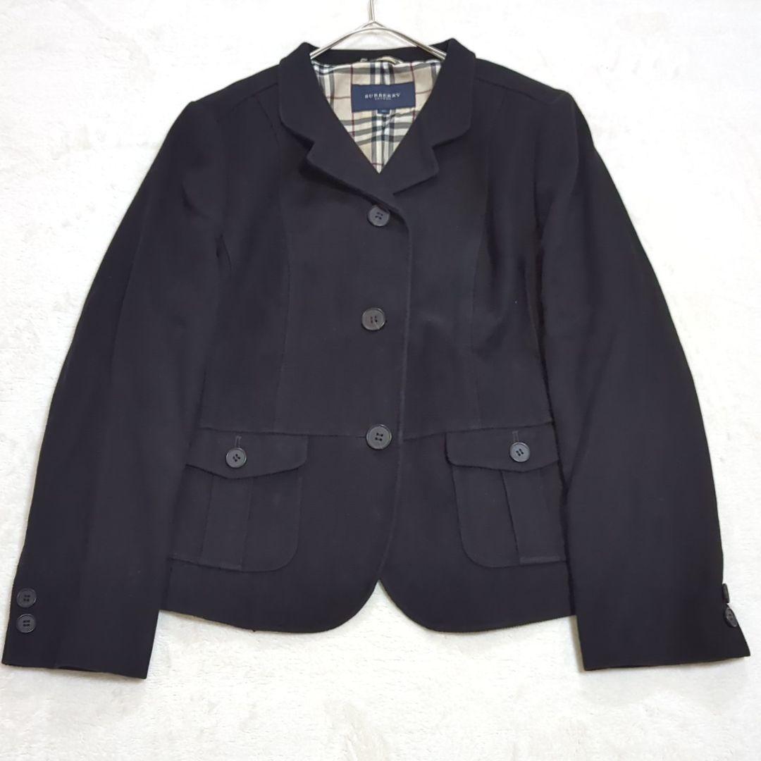 美品 46 バーバリーロンドン ノバチェック ジャケット 大きいサイズ 黒
