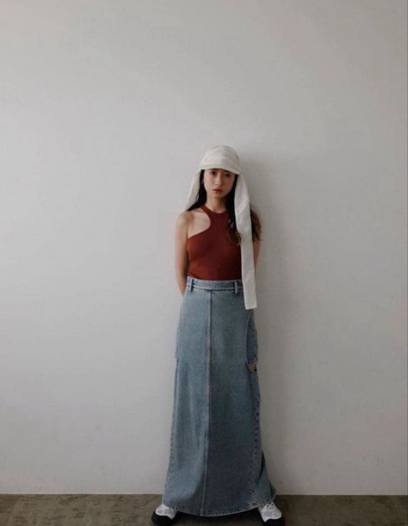 スカート CLANE CIRCLE CUTLAYERED DENIM SKIRT