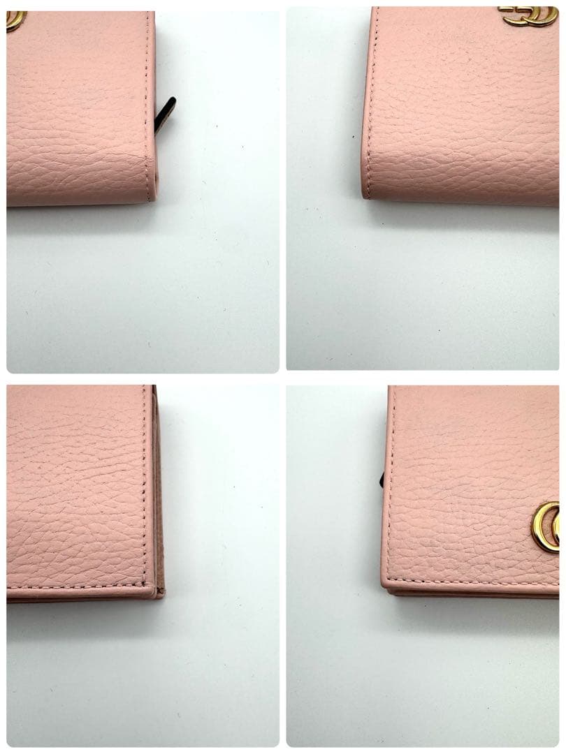 GUCCI GGマーモント　ミニ財布　ピンク　レザー