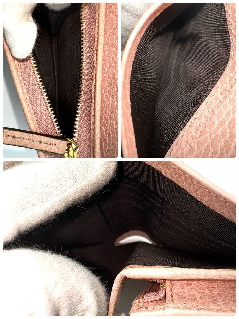 GUCCI GGマーモント　ミニ財布　ピンク　レザー