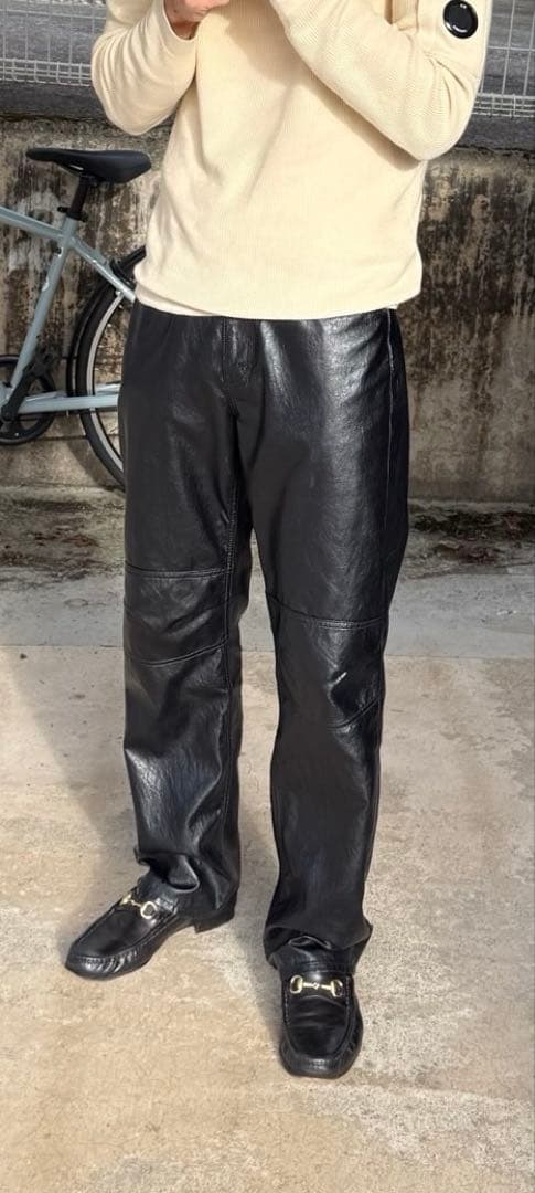 パンツ FORMAL MOTO CUT BLACK FAKE LEATHER 29
