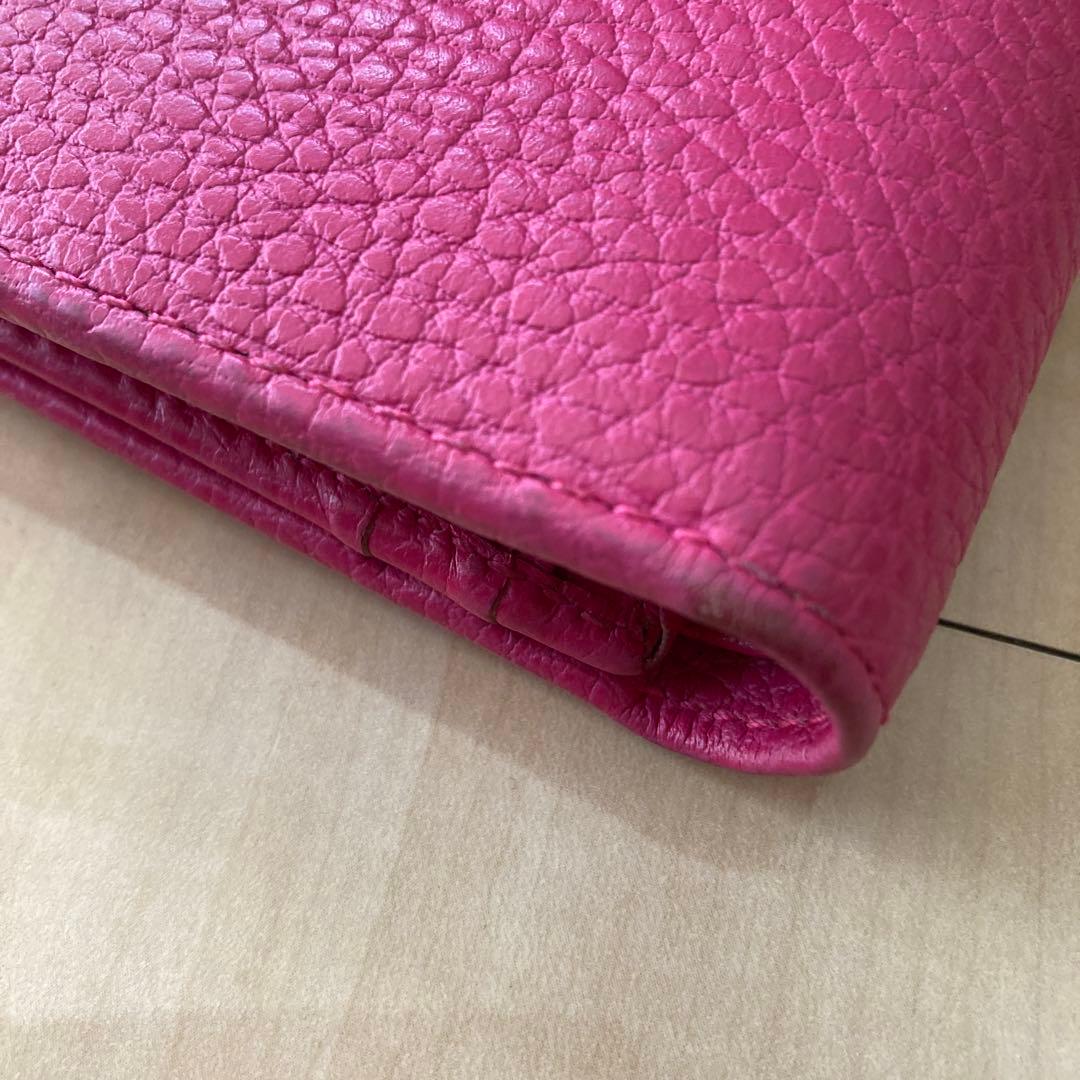 極美品、GGロゴ ピンク 二つ折り財布