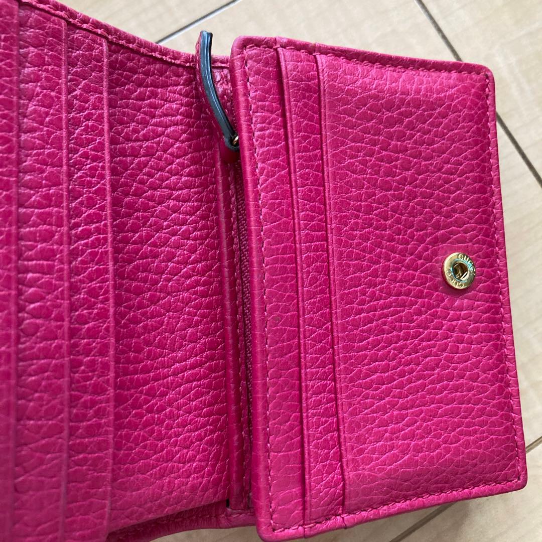 極美品、GGロゴ ピンク 二つ折り財布
