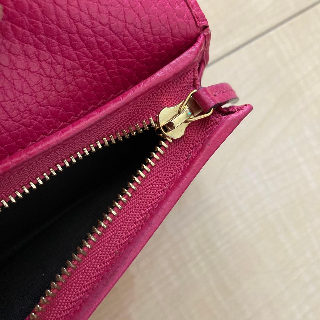 極美品、GGロゴ ピンク 二つ折り財布