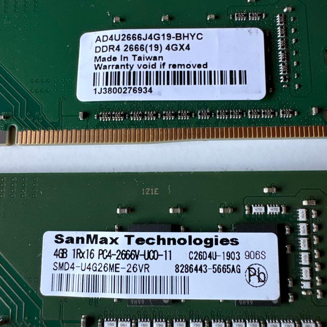 星*海様 DDR4メモリ 4GB 2666MHz x4枚