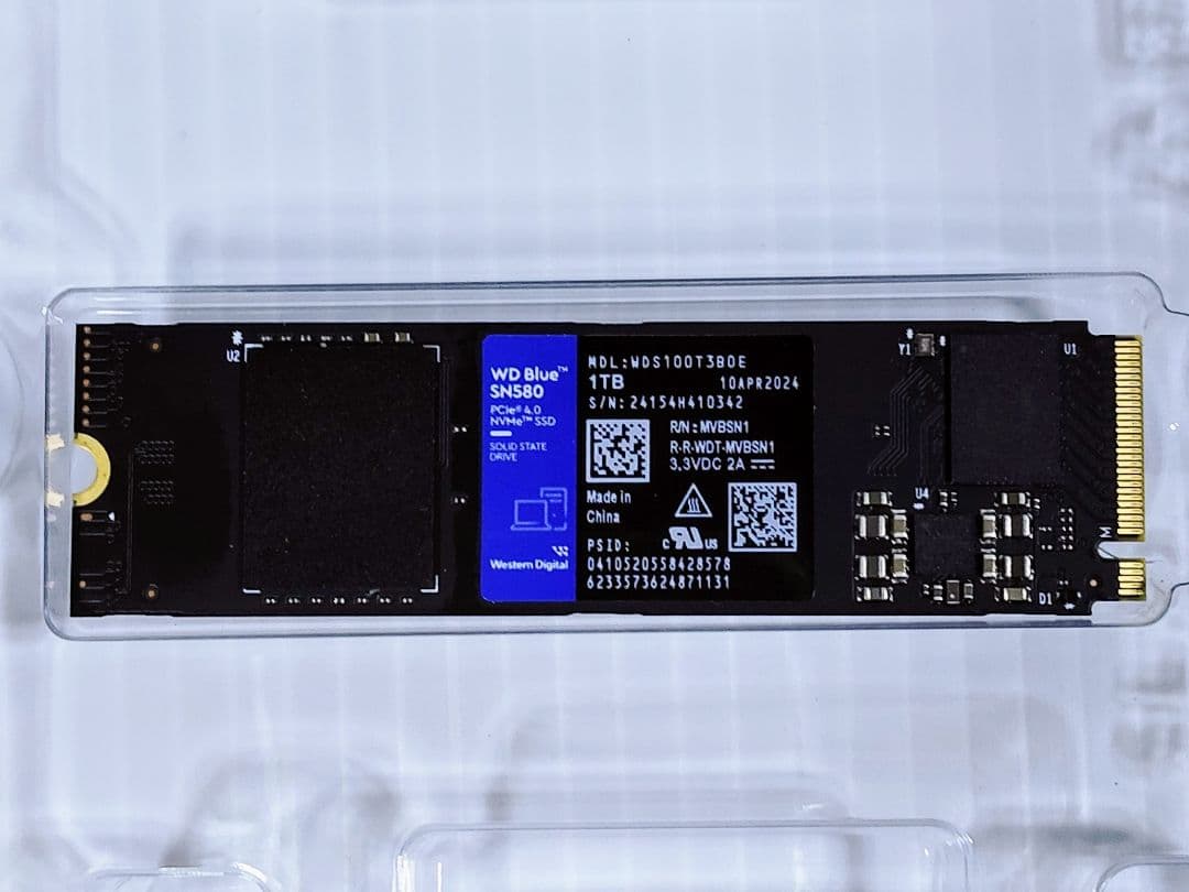 WesternDigital SN580 1TB M.2 SSD・2412h使用