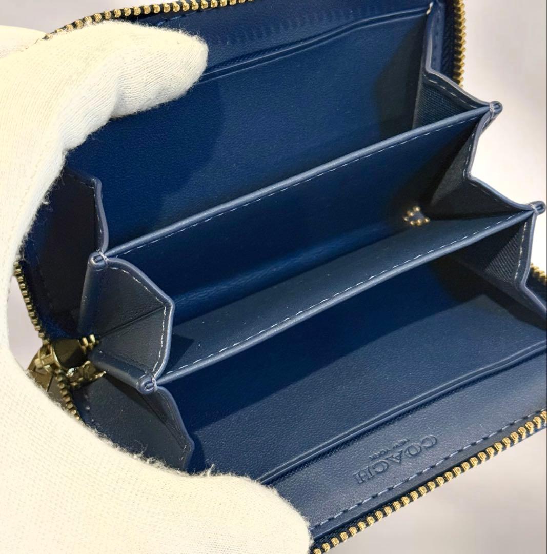 未使用級‼️COACH デニム キルティング ラウンドジップ マルチケース 財布
