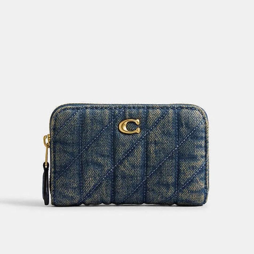 未使用級‼️COACH デニム キルティング ラウンドジップ マルチケース 財布