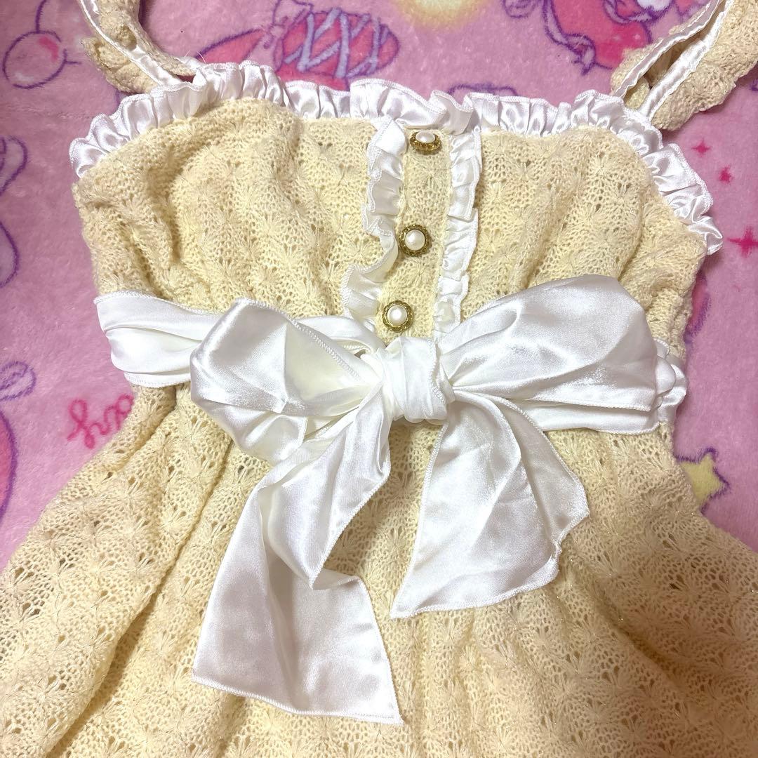 希少♡リズリサ　旧タグ　ビッグリボンキャミソール　フリル　ニット　ラメ