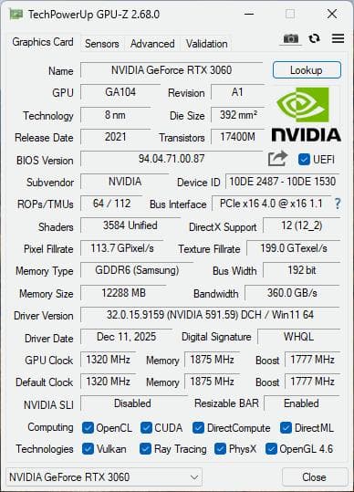玄人志向 GeForce RTX 3060 12GB