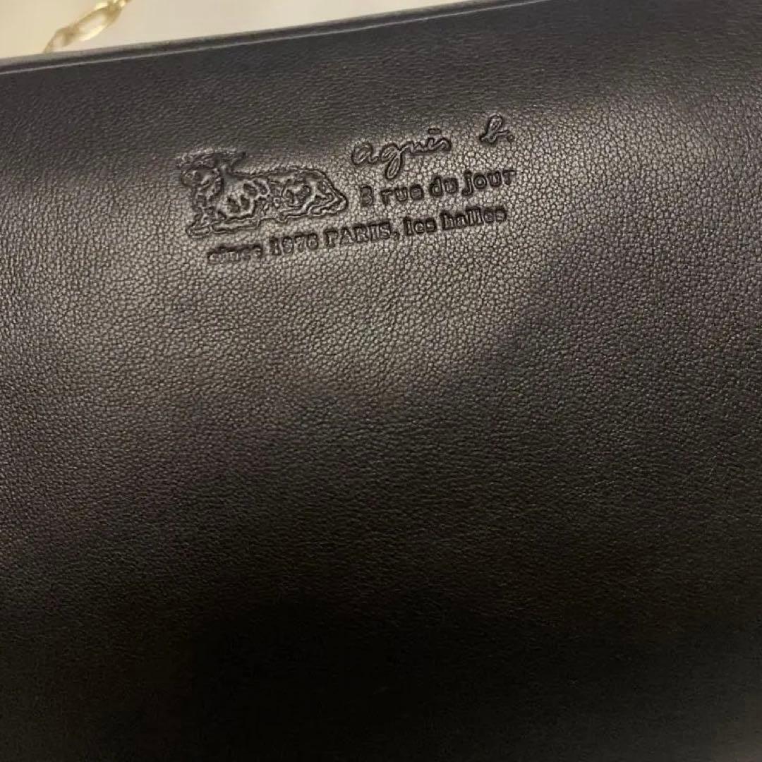 美品★agnes b.レザーショルダーバッグブラック黒ボディバッグ革アニエスベー