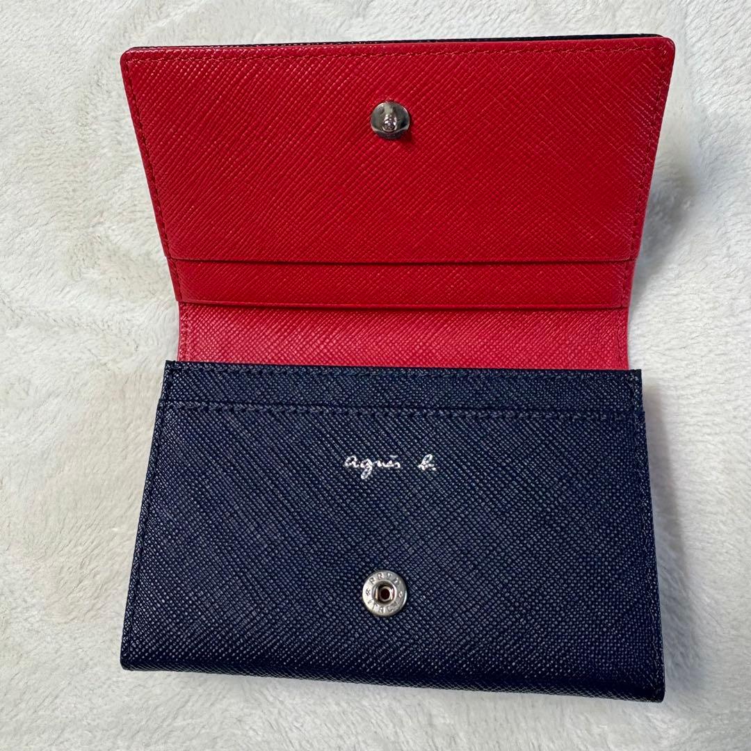 美品 agnès b. アニエスベー 名刺入れ カードケース ネイビーレッド