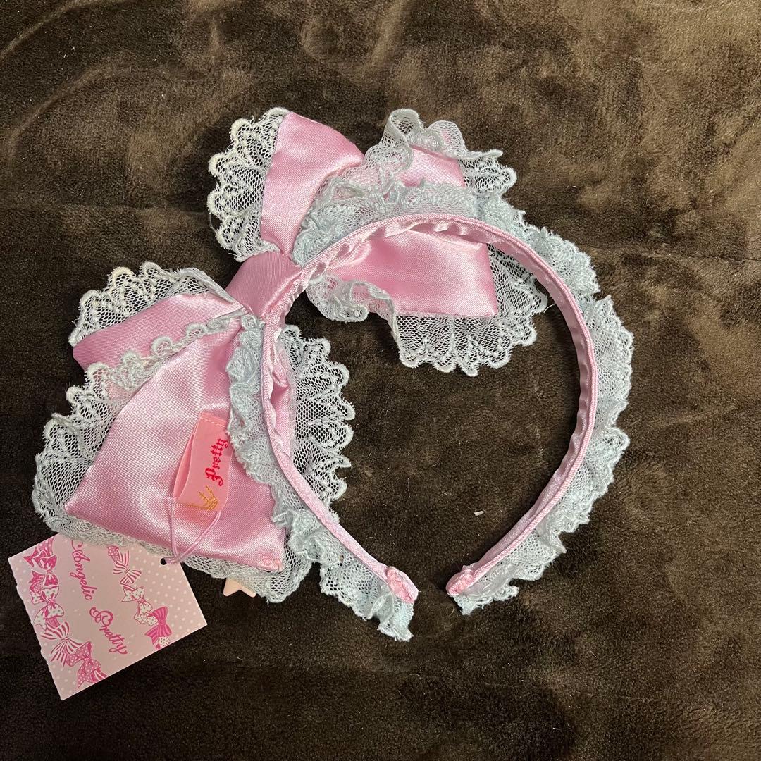 Angelic Pretty サテンリボンカチューシャ　ピンク×サックス
