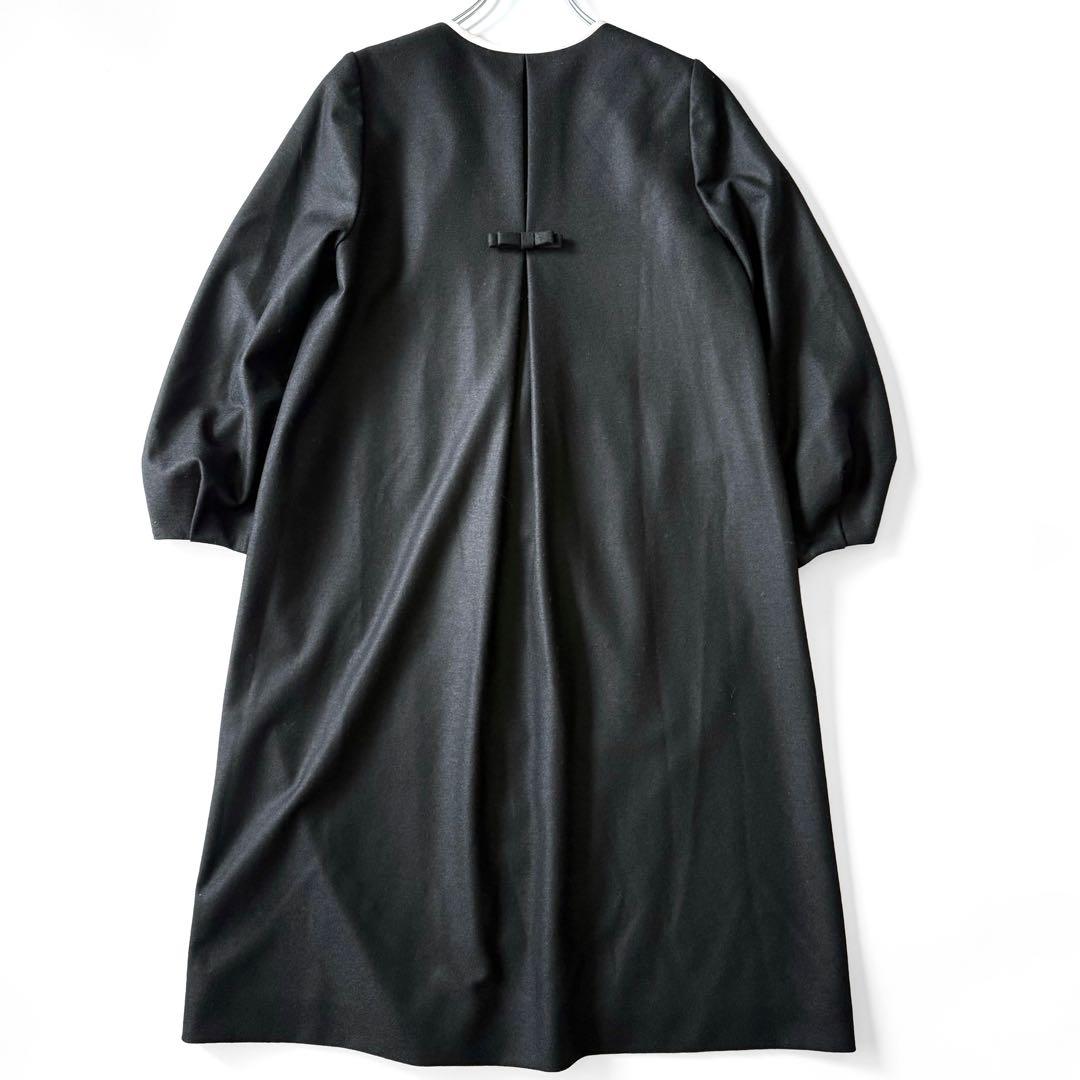 近年モデル Leilian WHITE LABEL パイピング ロングコート 黒