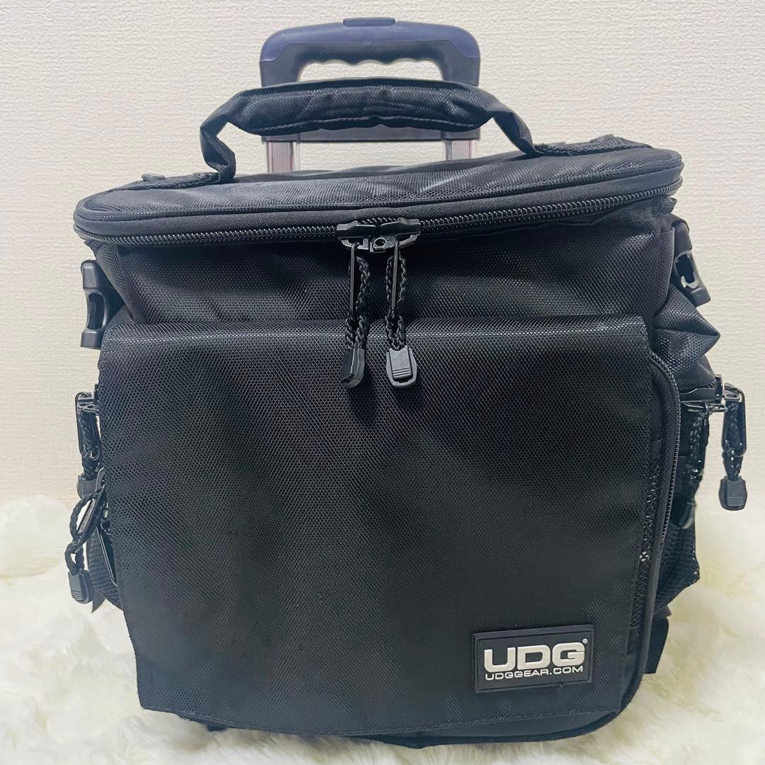 UDGレコードバッグ キャリーカート内蔵 Black インナーOrenge