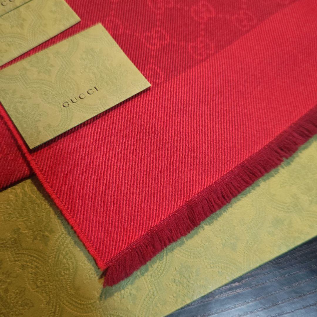 ❤新品箱袋付き❤GUCCI マフラー ショール スカーフ❤レッド❤