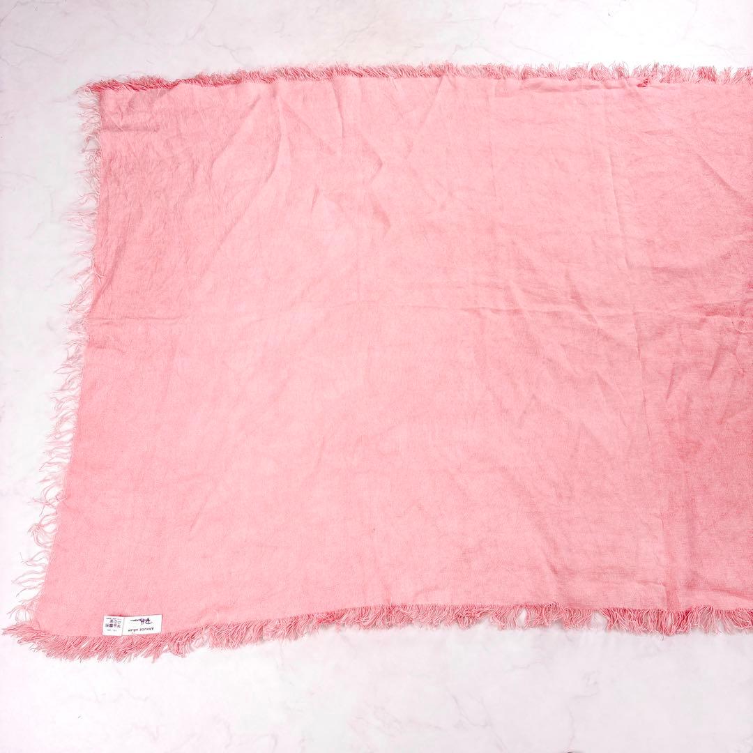 アソースメレ×ロンハーマン別注 大判リネンストール フリンジ 桜ピンク