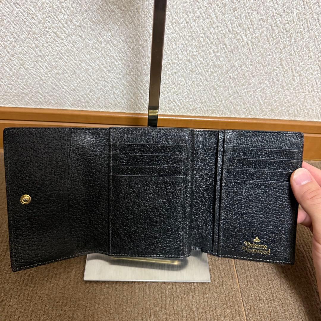 Vivienne Westwood オーブ 三つ折財布 レザー 黒 がま口 収納
