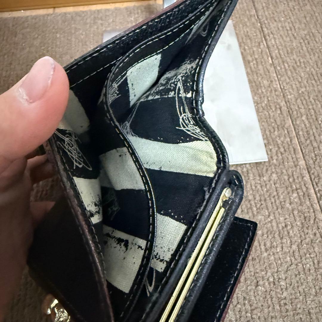 Vivienne Westwood オーブ 三つ折財布 レザー 黒 がま口 収納
