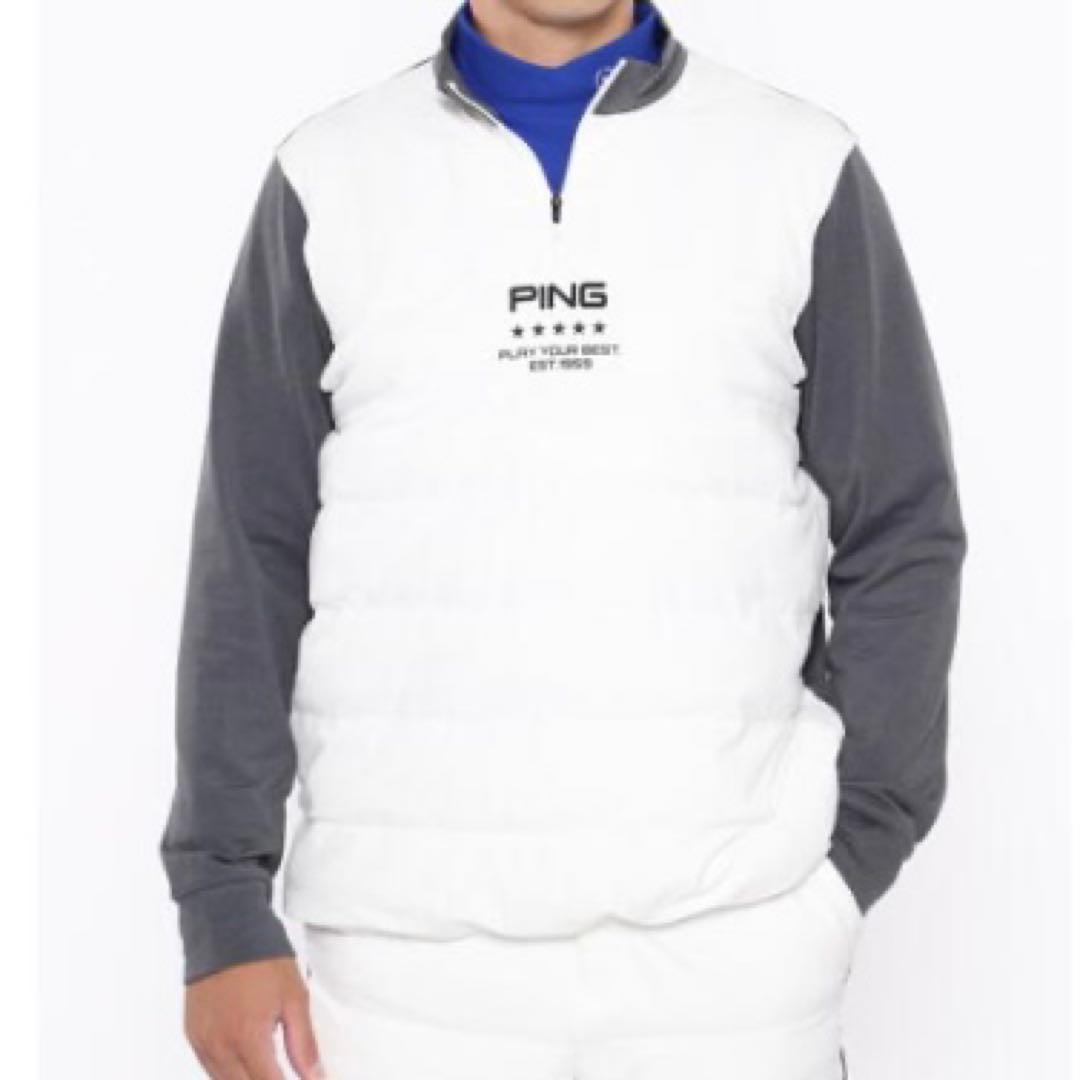 【新品】PING 2024年　キルティング ハーフジップシャツ　ホワイト　3L