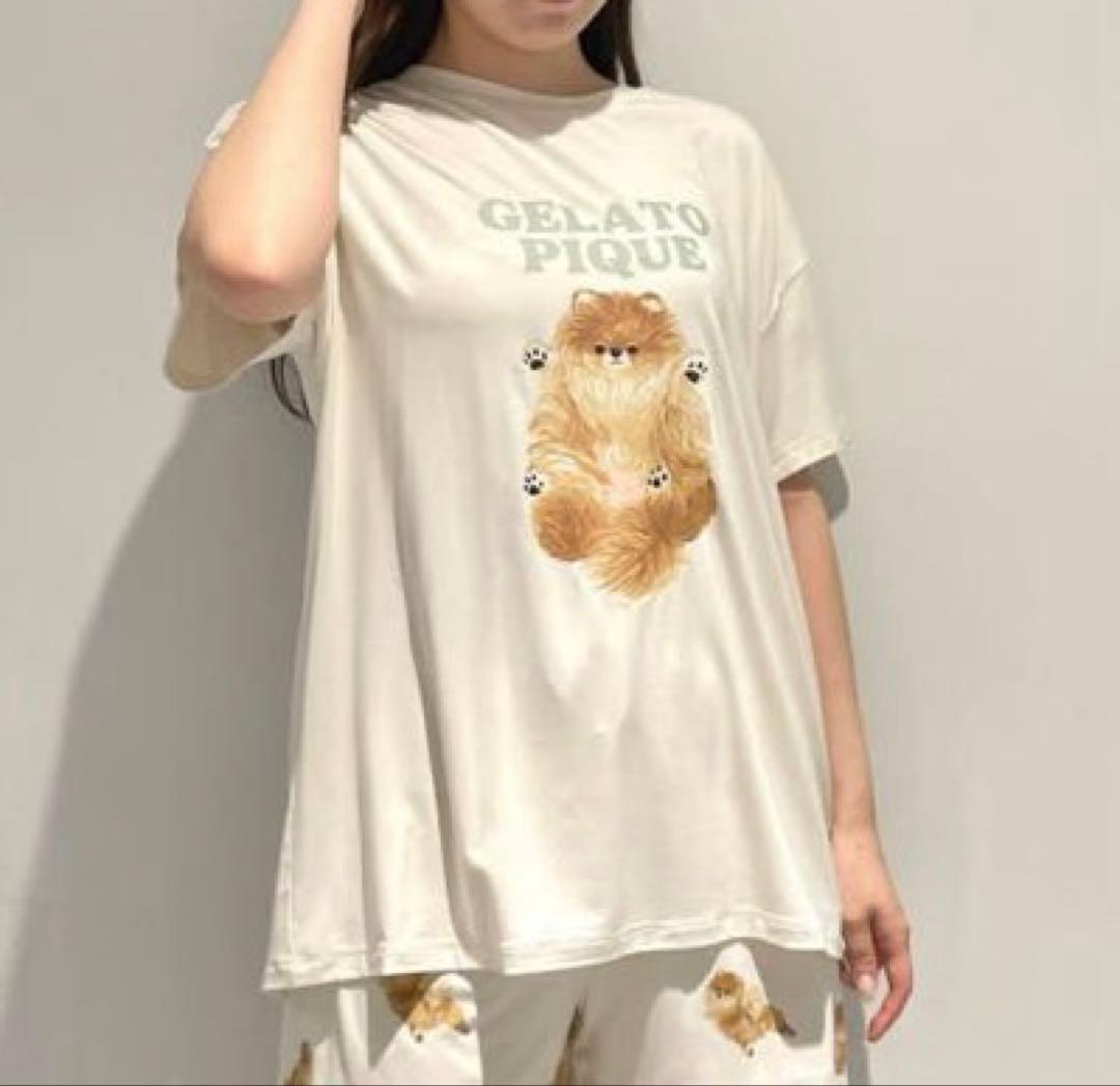 【新品】ジェラートピケ　ポメラニアンワンポイントTシャツ