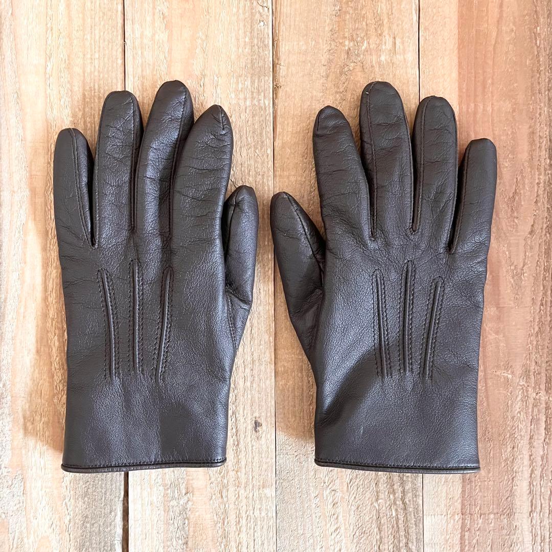BURBERRY BLACK LABEL レザーグローブ ブラウン
