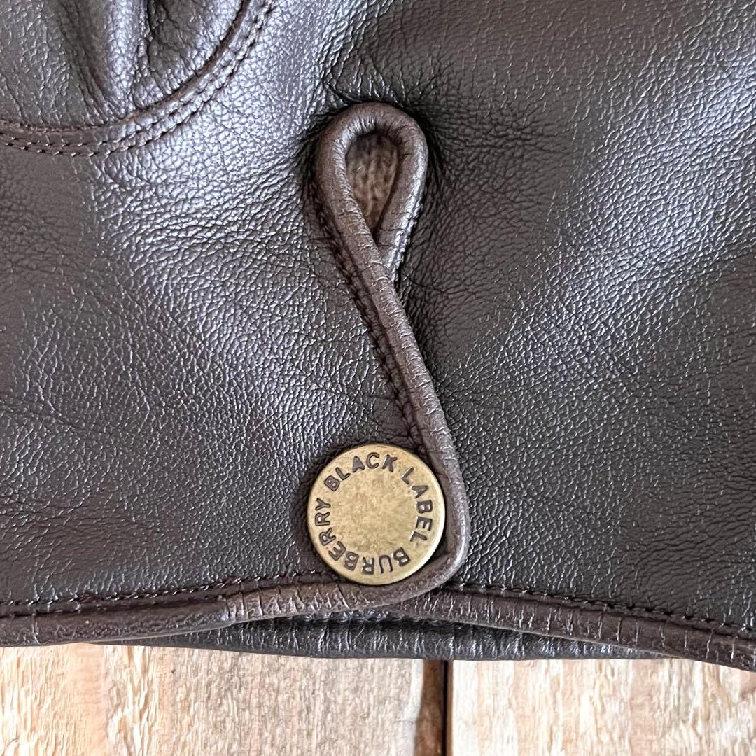 BURBERRY BLACK LABEL レザーグローブ ブラウン