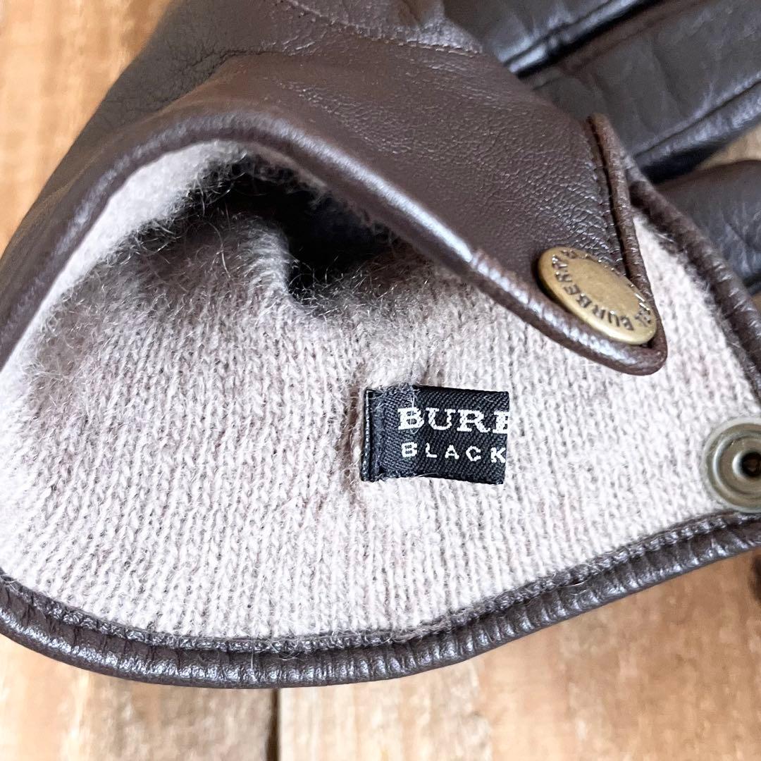 BURBERRY BLACK LABEL レザーグローブ ブラウン